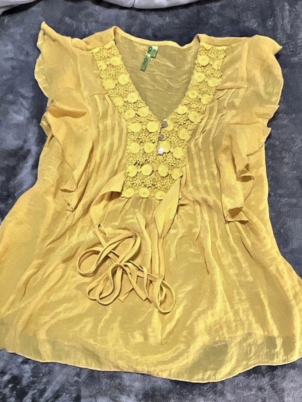 Chico's Yellow Cotton Blouse Size Medium